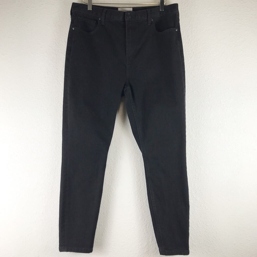 Everlane High Rise Skinny Leg Black Denim Jeans Minimalist Cotton Blend Size 33